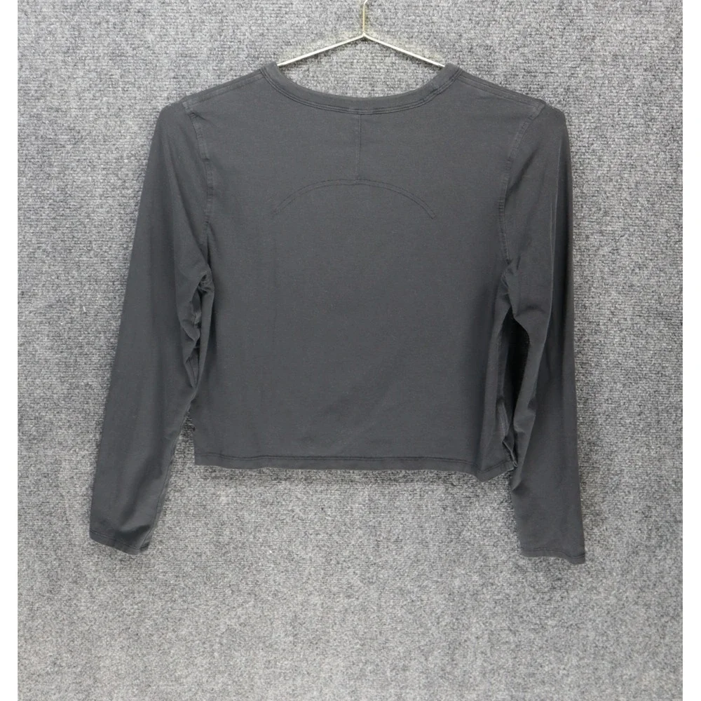 Lululemon Shirt Women 4‎ Faded Black Classic Fit Cotton Long Sleeve Crop Top